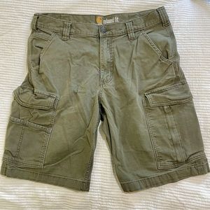 Carhartt Mens Size 33 Cargo Shorts Relaxed Fit Green Casual Flat Front